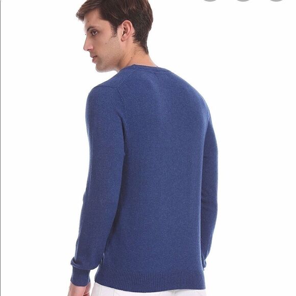 Lands End V Neck Sweater Men's Large Blue - Picture 1 of 9